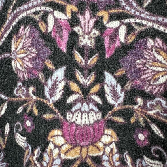 J Jill Sweater Womens Medium Petite Black Floral Jacquard Pullover Boho Knit - Picture 5 of 10